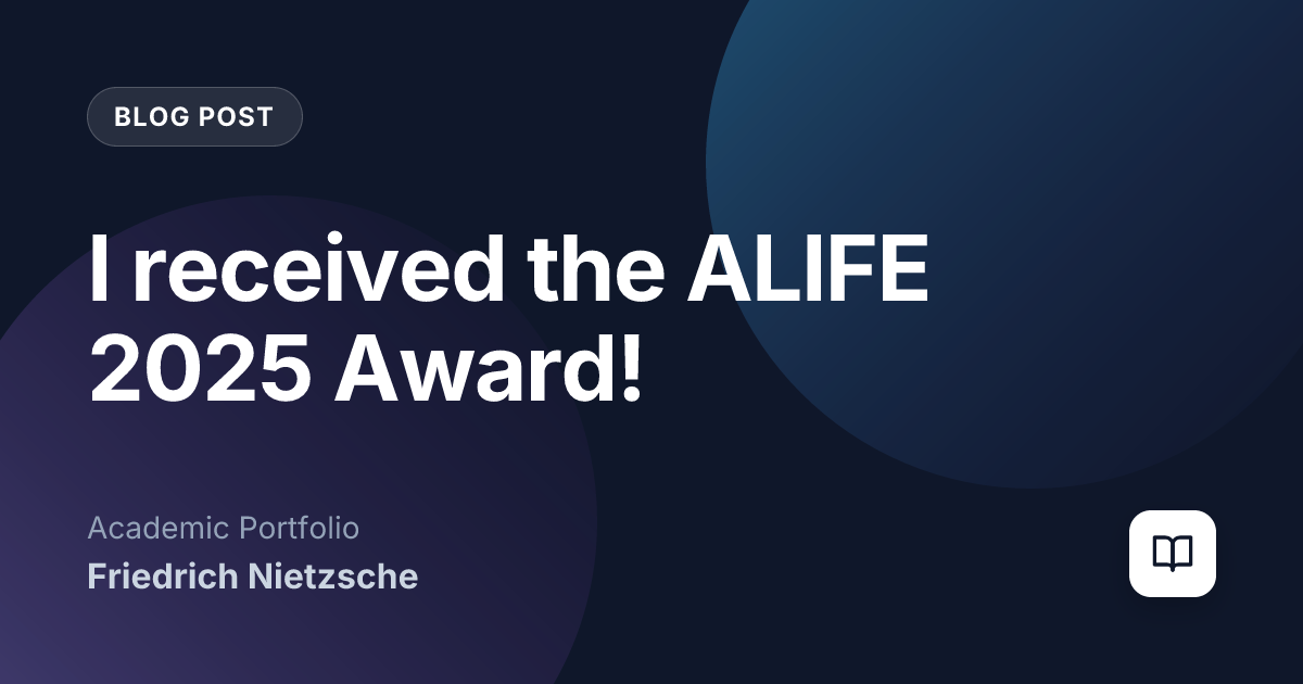 I received the ALIFE 2025 Award!